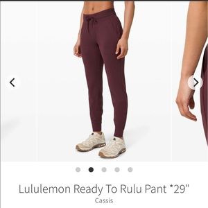Lululemon Ready to rulu pant 29” size 6